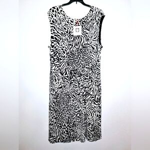 NWT Ann Klein"The Call Of The Wild" Plus-size mix media animal print shift dress